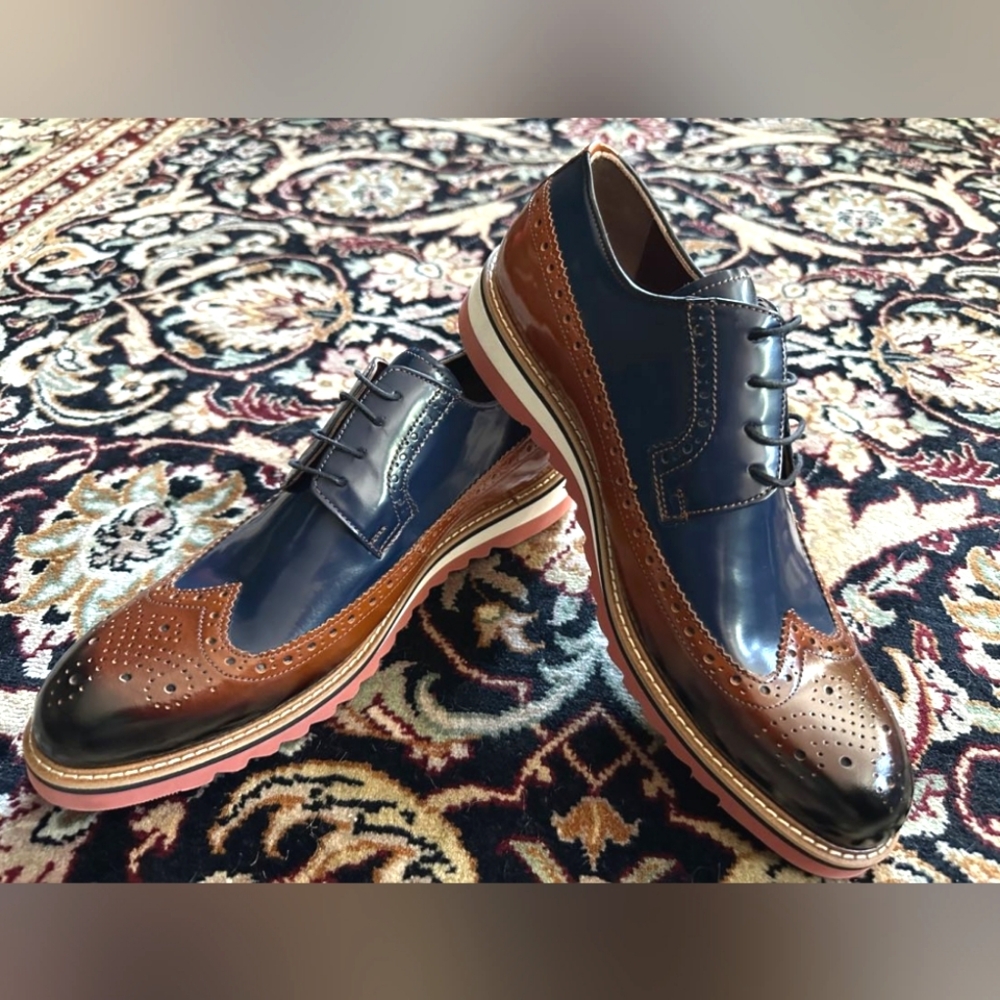 Deckard Derby Shoes - US 11, Blue/Brown